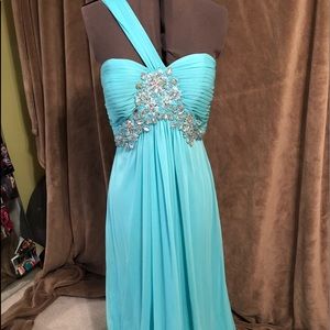 Light blue long prom dress